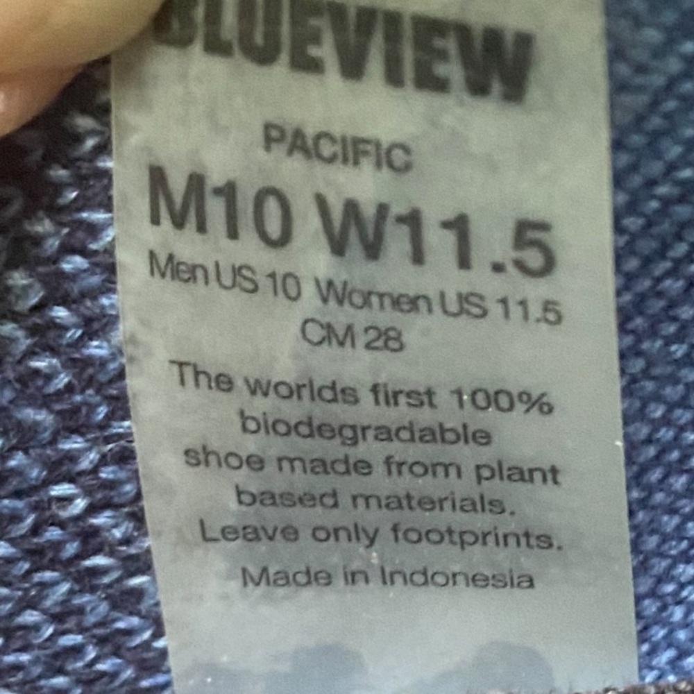 Blueview Pacific Shoes SIZE men 10 - women 11.5 Sand Dune - eco-friendly Blue - Picture 6 of 6